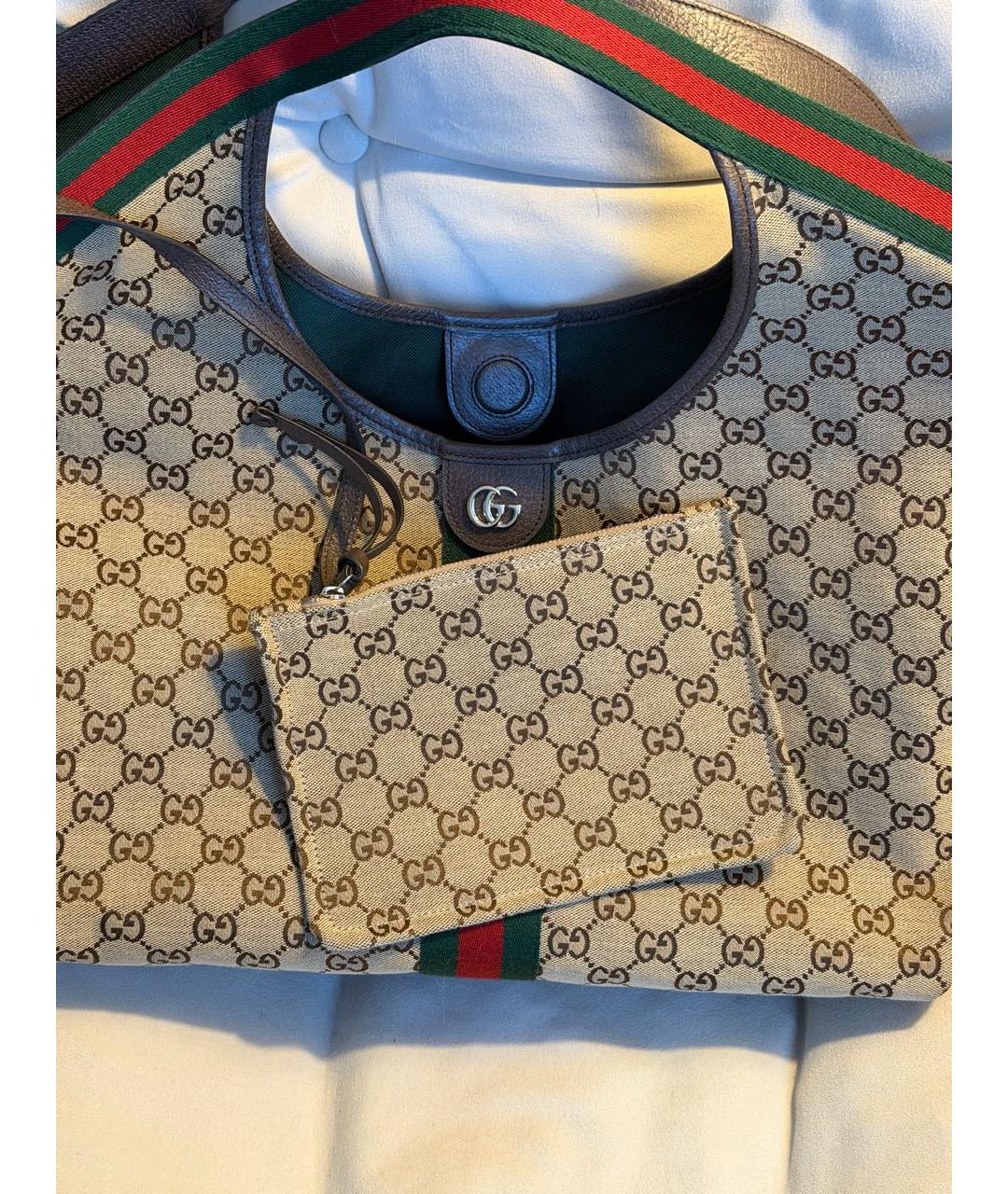 GUCCI Бежевая тканевая сумка тоут, фото 3