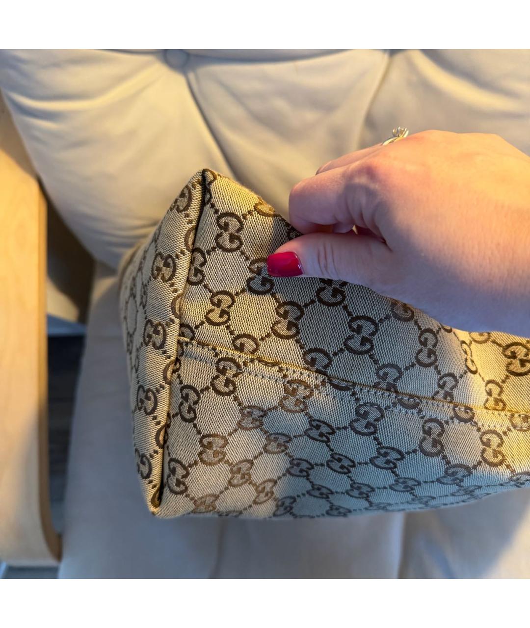 GUCCI Бежевая тканевая сумка тоут, фото 7