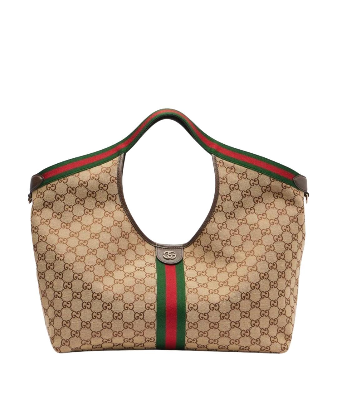 GUCCI Бежевая тканевая сумка тоут, фото 1