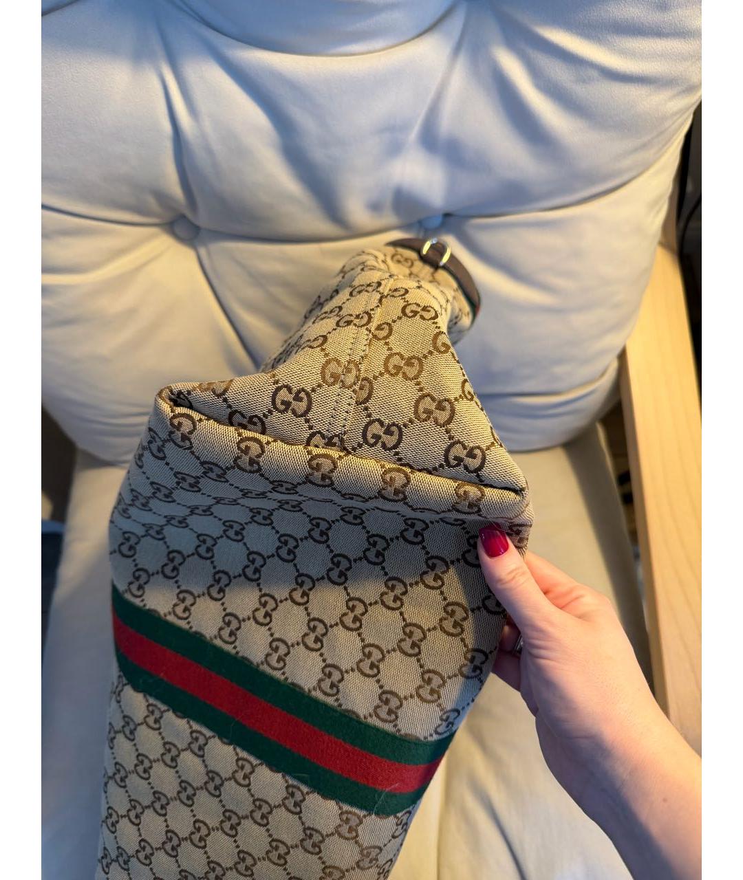 GUCCI Бежевая тканевая сумка тоут, фото 6