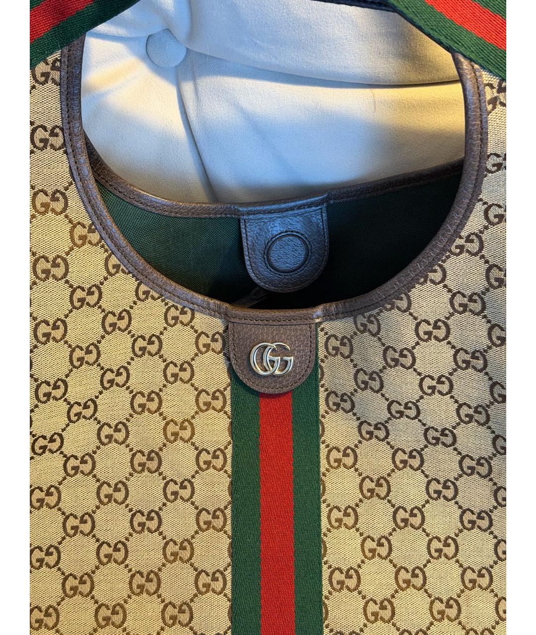 GUCCI Бежевая тканевая сумка тоут, фото 2