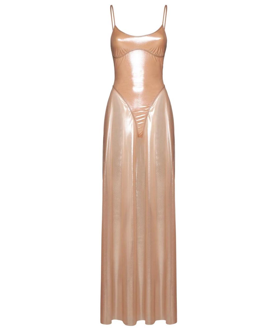 DIESEL Бежевое полиамидовое вечернее платье, фото 9