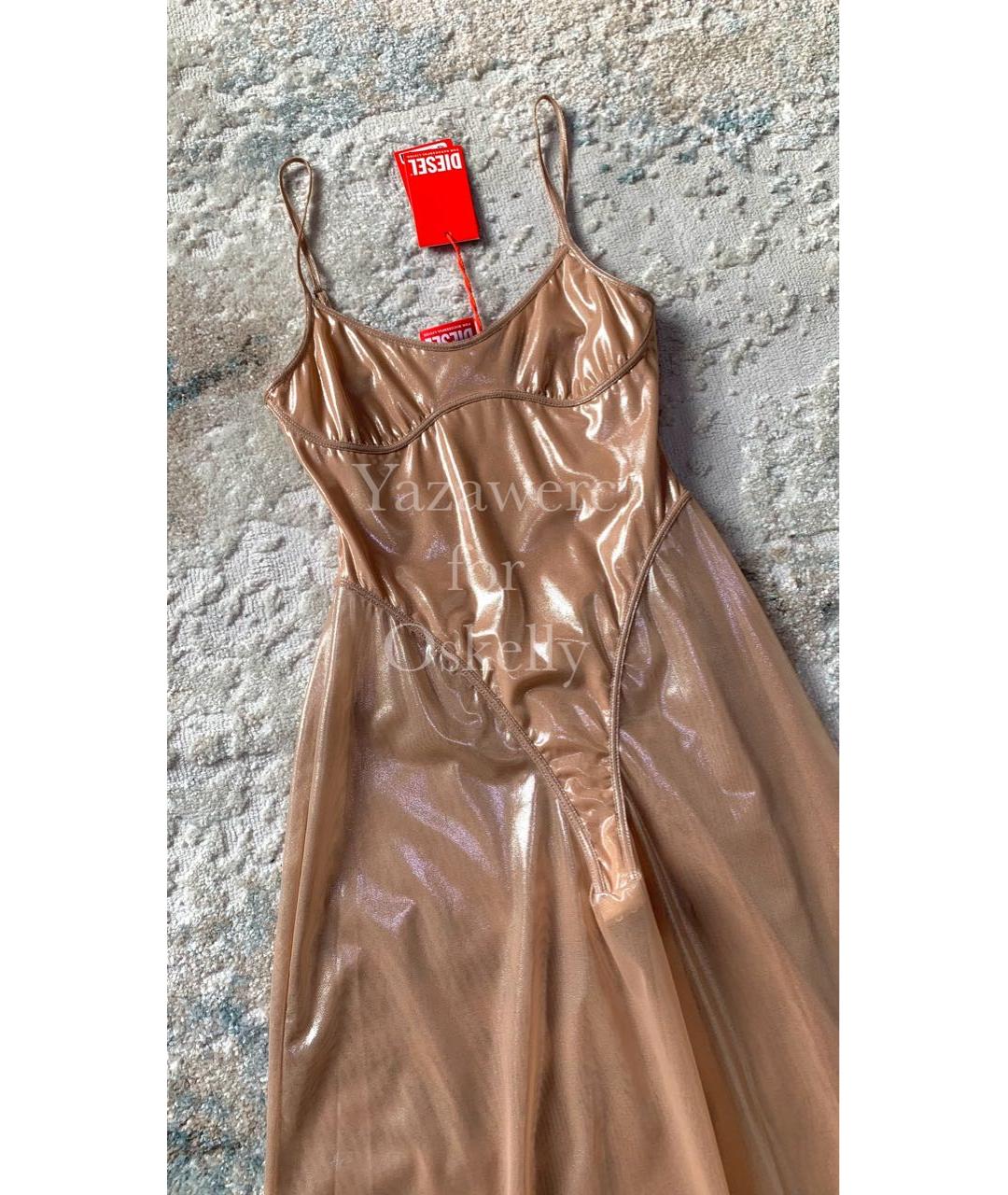 DIESEL Бежевое полиамидовое вечернее платье, фото 5