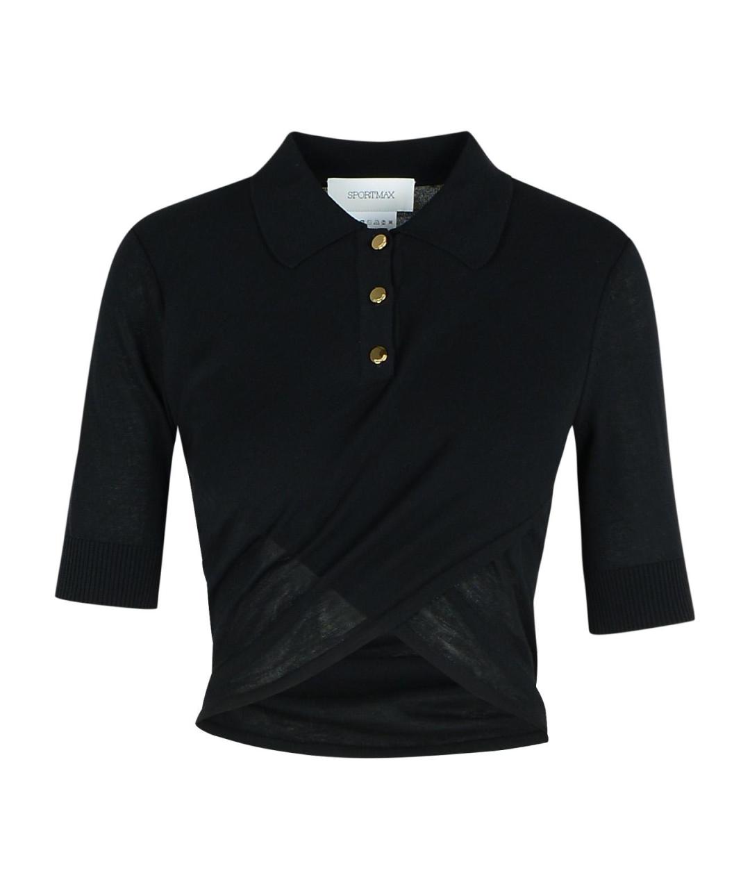 SPORTMAX Черная хлопковая футболка, фото 1