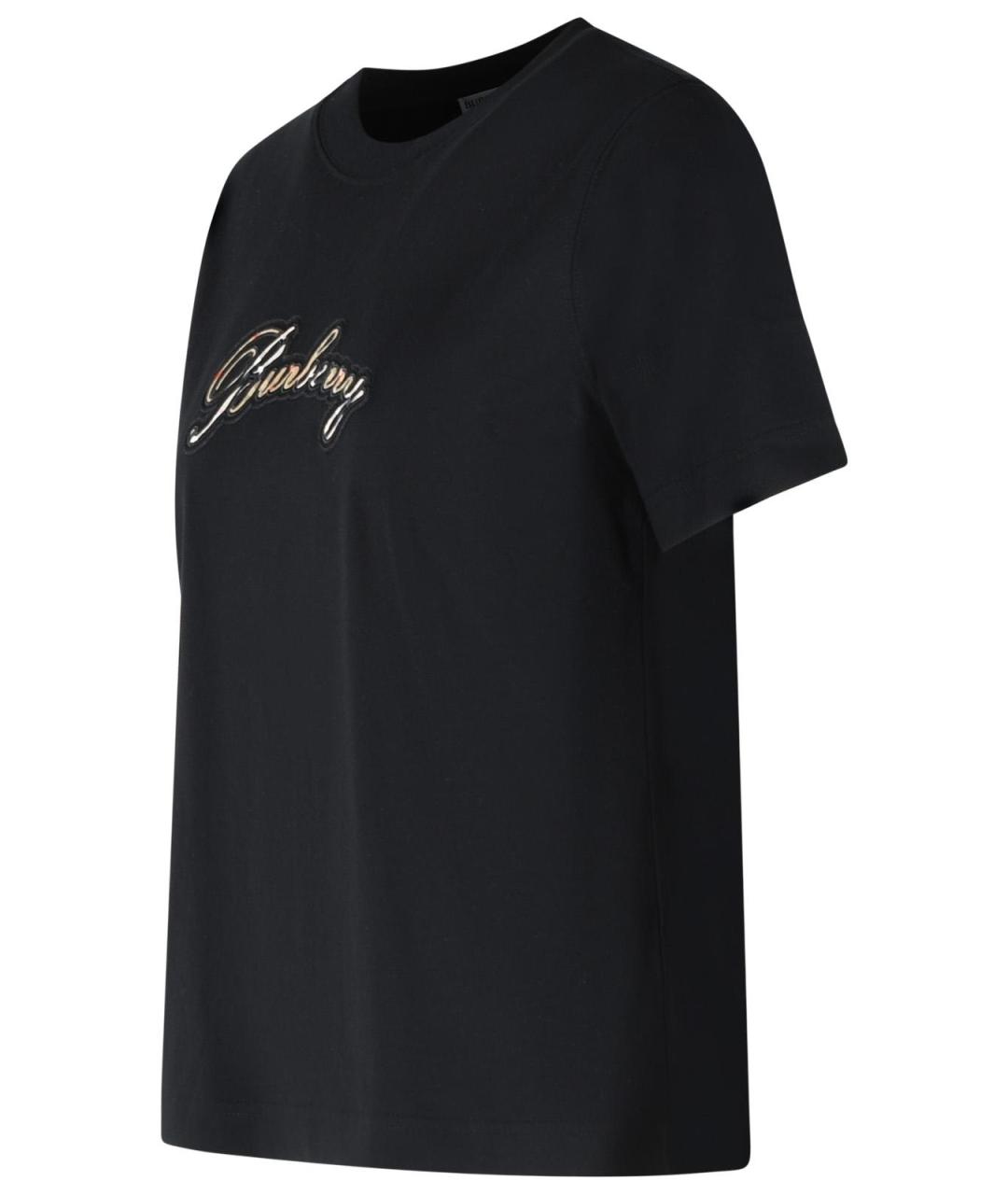 BURBERRY Черная хлопковая футболка, фото 2
