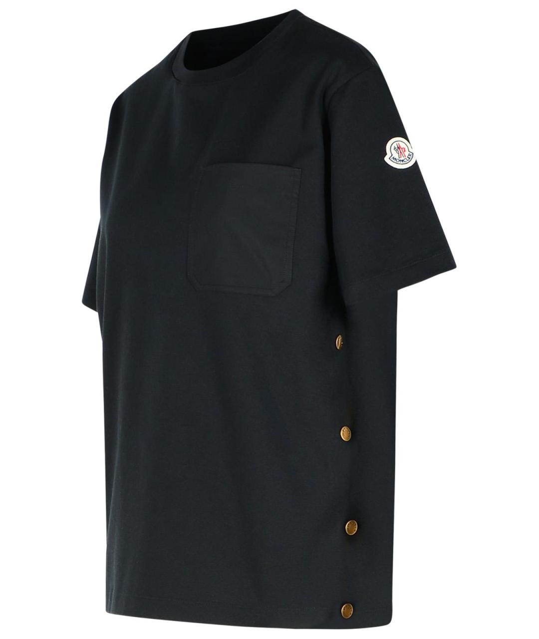 MONCLER Черная хлопковая футболка, фото 2