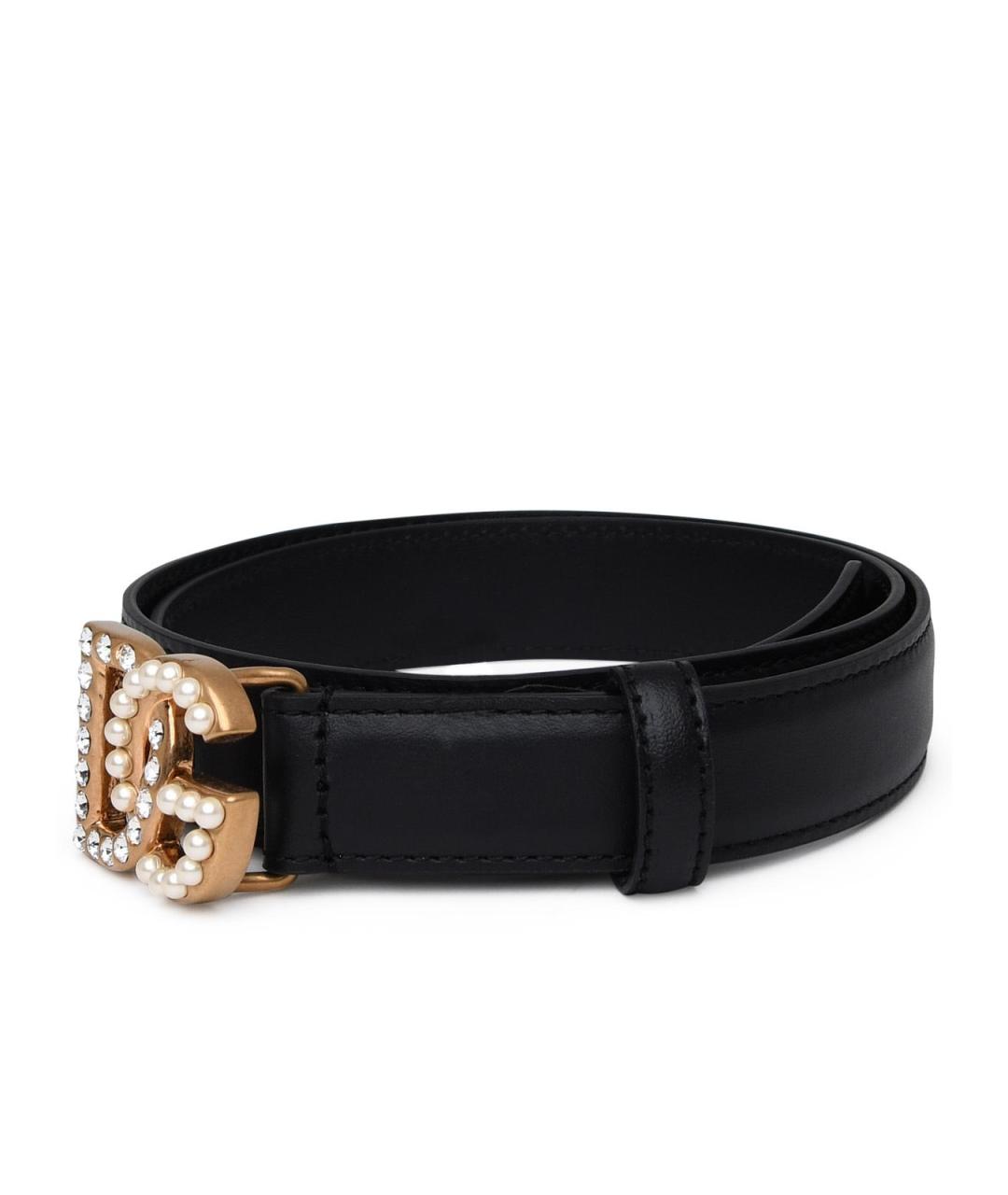 DOLCE&GABBANA Черный кожаный ремень, фото 2
