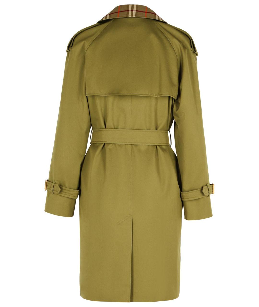 BURBERRY Зеленый хлопковый тренч/плащ, фото 3
