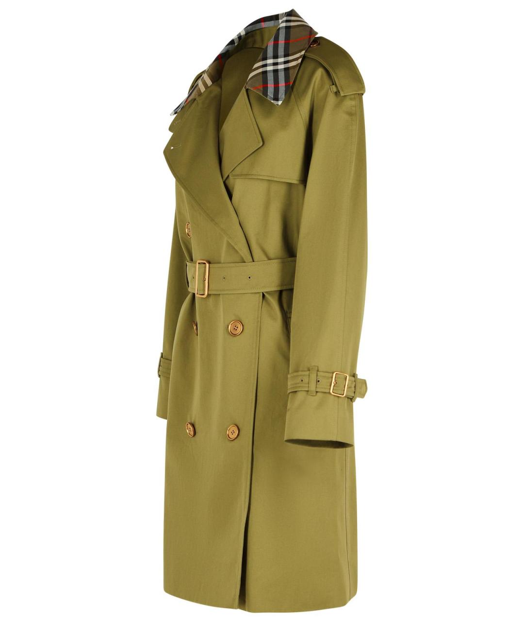BURBERRY Зеленый хлопковый тренч/плащ, фото 2