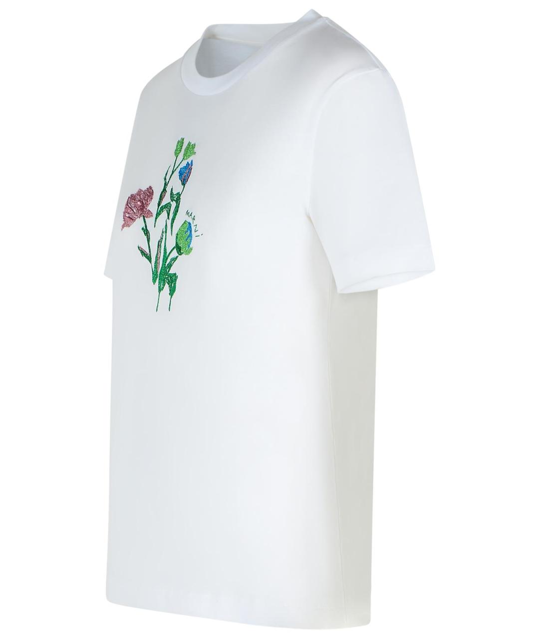 MARNI Белая хлопковая футболка, фото 2