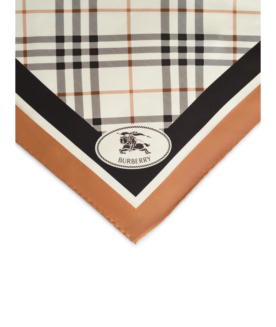 BURBERRY Белый шелковый шарф, фото 3