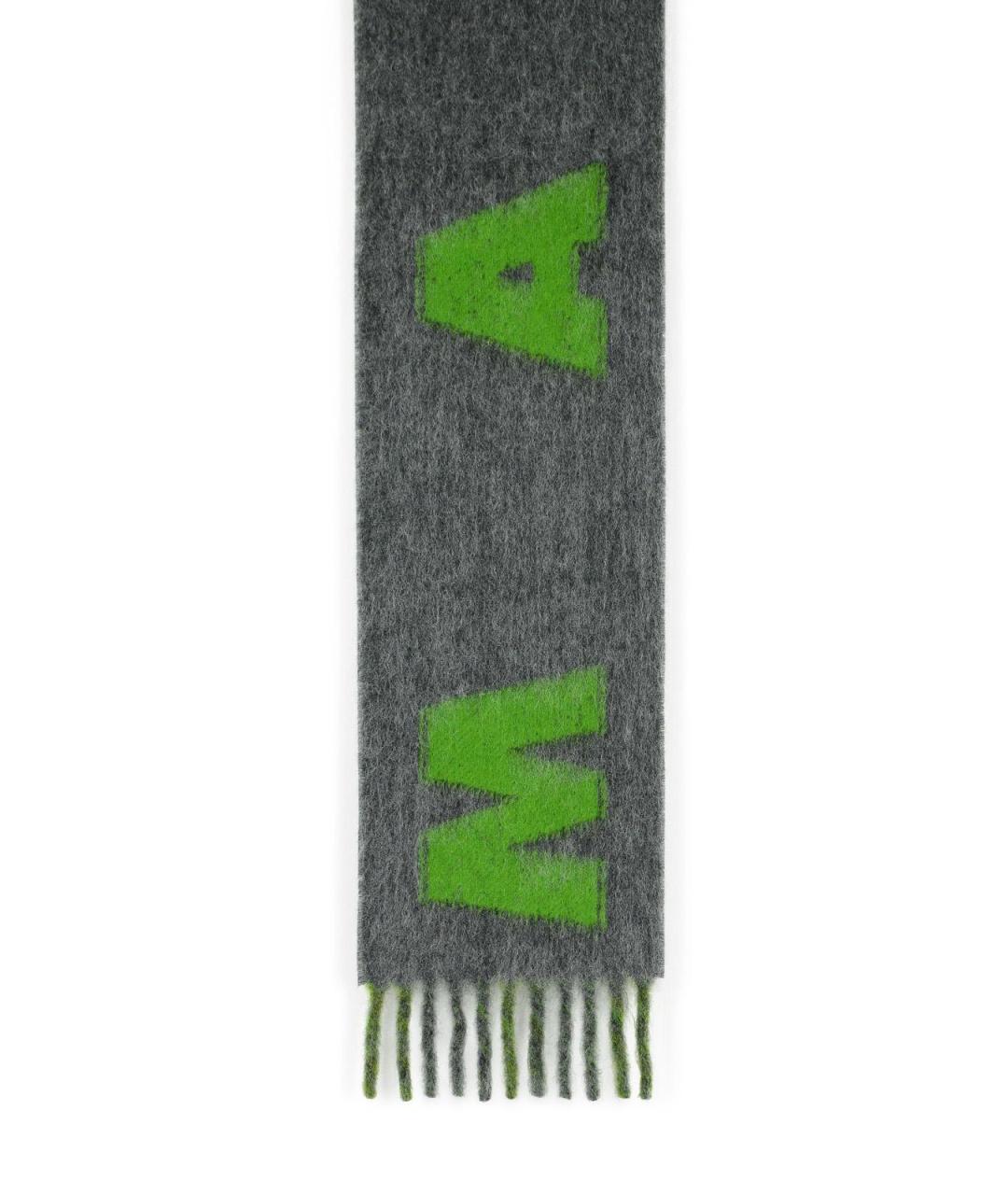 MARNI Зеленый шерстяной шарф, фото 2