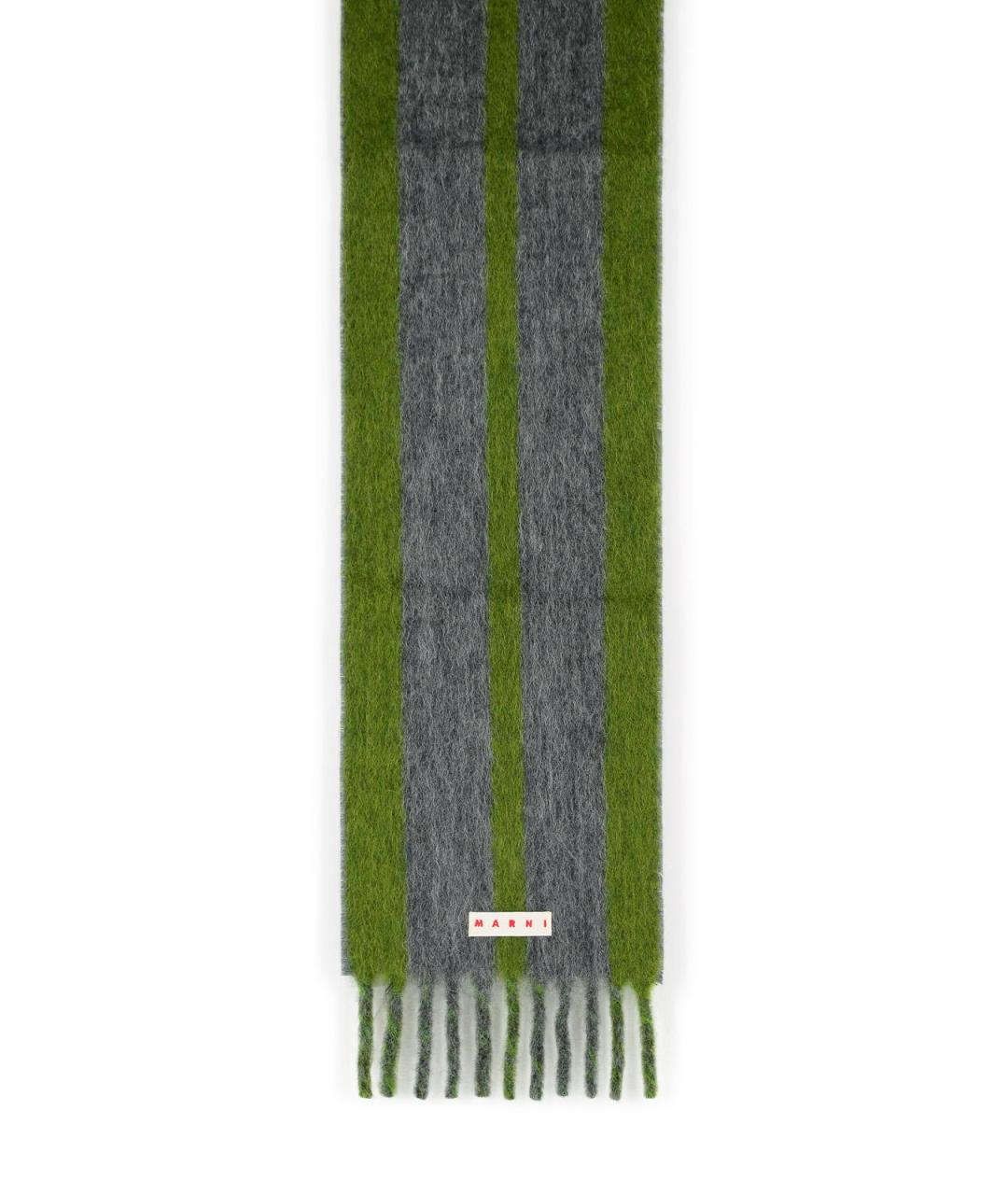 MARNI Зеленый шерстяной шарф, фото 1