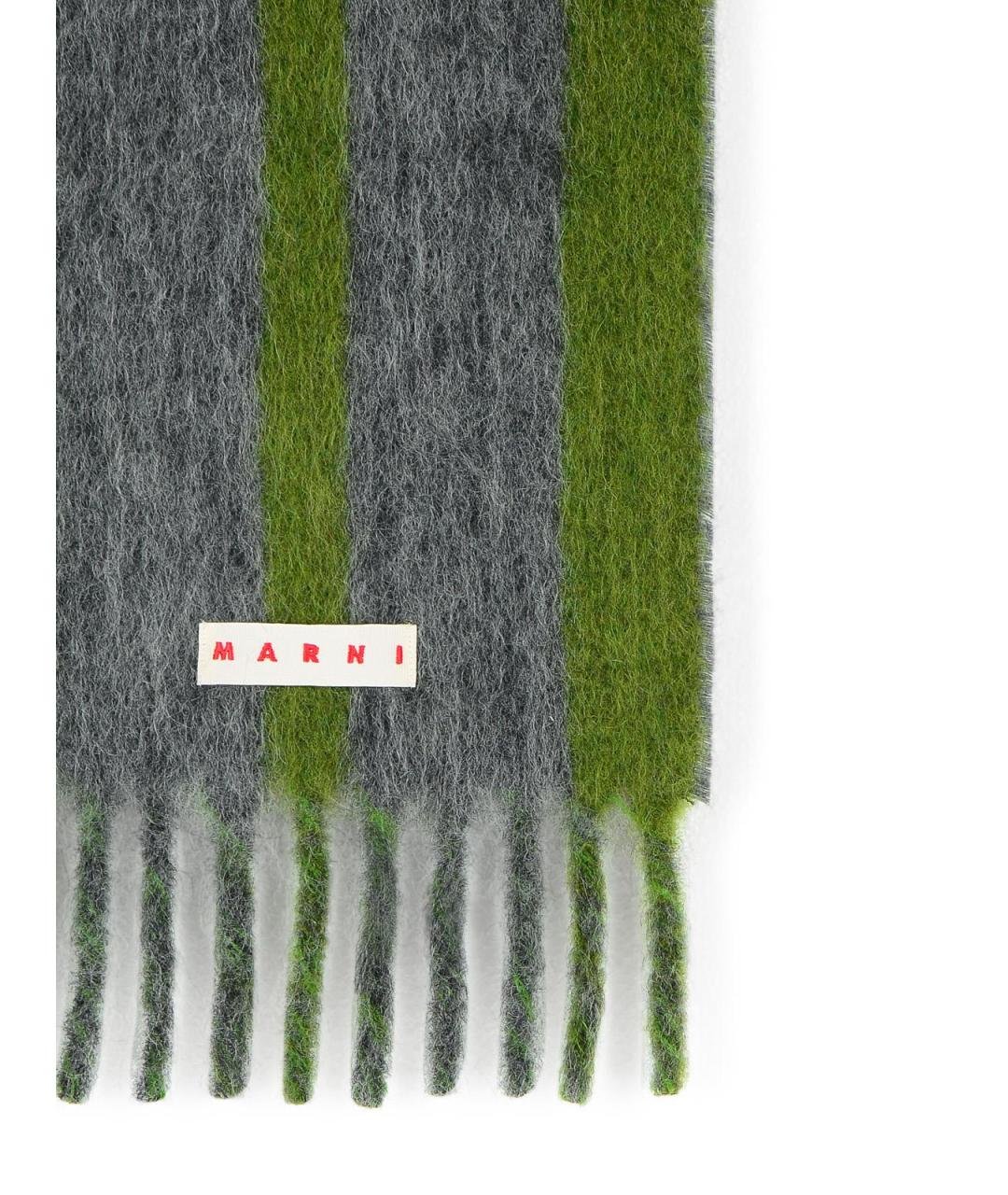 MARNI Зеленый шерстяной шарф, фото 3