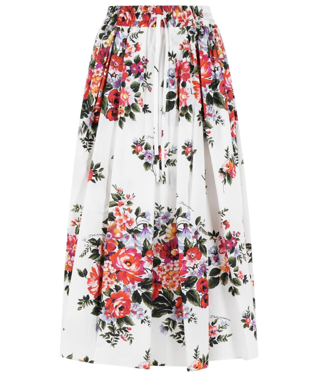 DOLCE&GABBANA Белая хлопковая юбка миди, фото 1