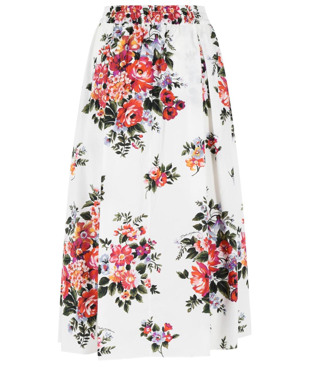 DOLCE&GABBANA Белая хлопковая юбка миди, фото 3
