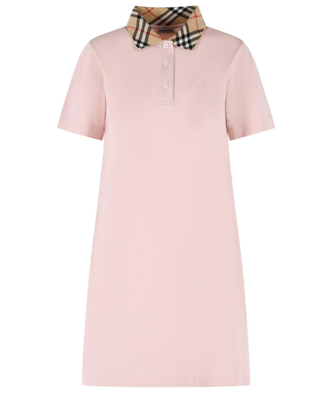 BURBERRY Розовое хлопковое повседневное платье, фото 1