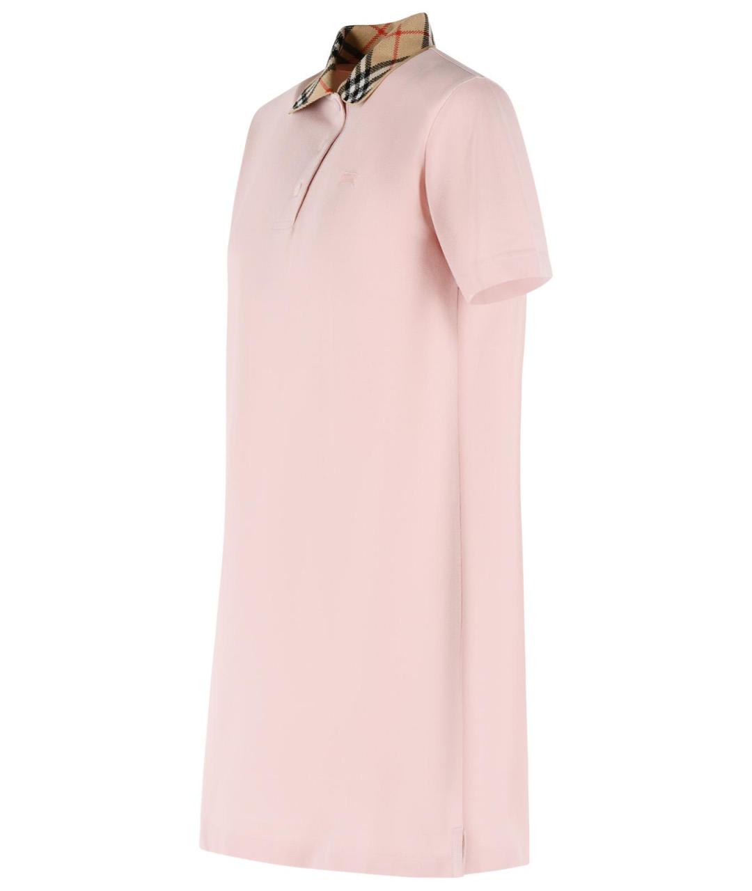 BURBERRY Розовое хлопковое повседневное платье, фото 2