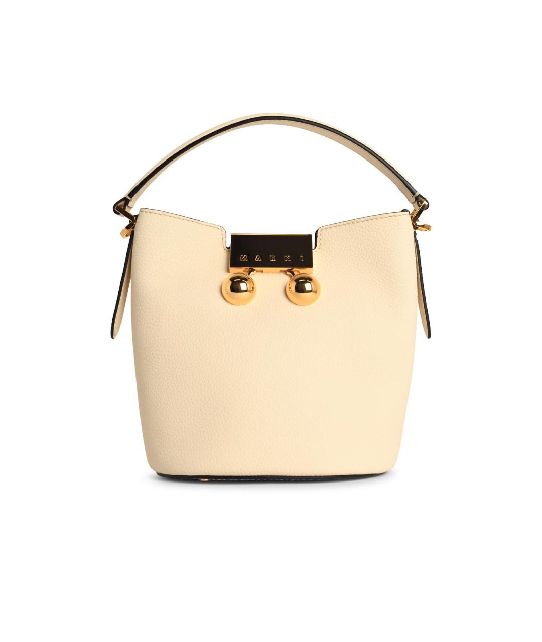 MARNI Белая кожаная сумка с короткими ручками, фото 1