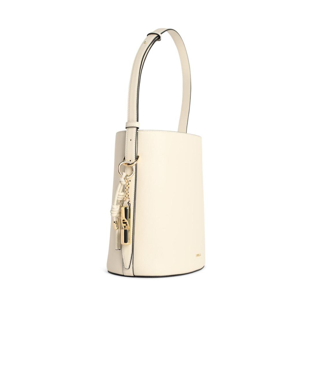 FURLA Бежевая кожаная сумка с короткими ручками, фото 2