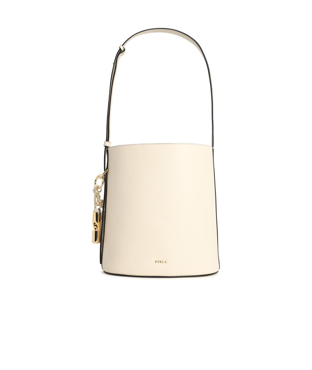 FURLA Бежевая кожаная сумка с короткими ручками, фото 1