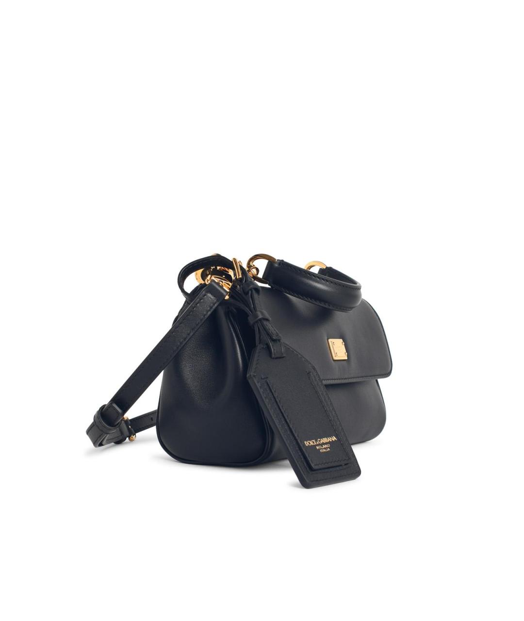 DOLCE&GABBANA Черная кожаная сумка с короткими ручками, фото 2