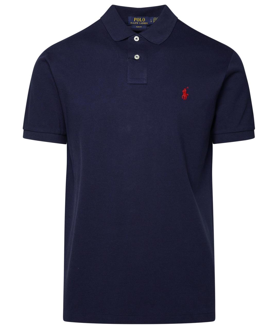 POLO RALPH LAUREN Темно-синее хлопковое поло с коротким рукавом, фото 1