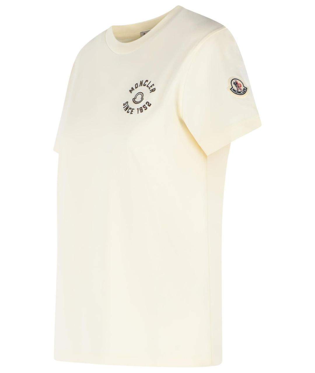 MONCLER Бежевая хлопковая футболка, фото 2