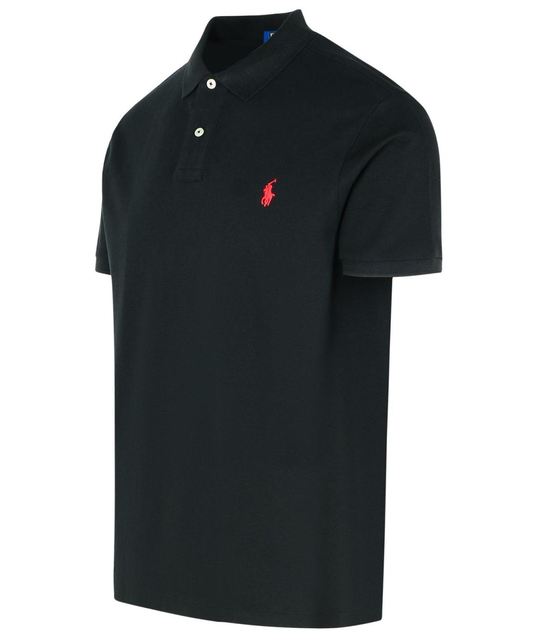 POLO RALPH LAUREN Черное хлопковое поло с коротким рукавом, фото 2
