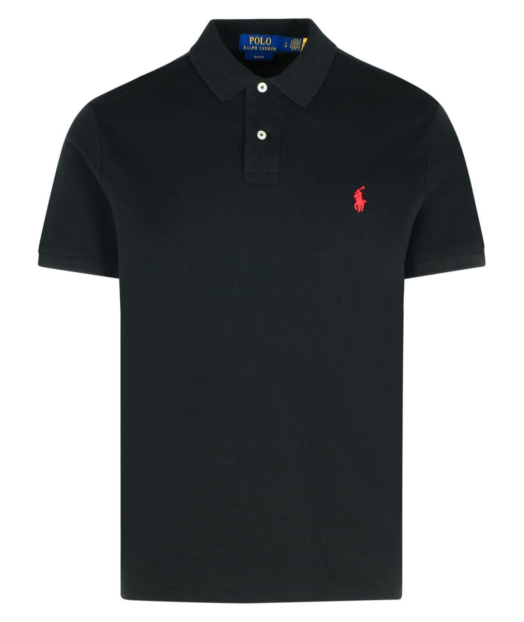 POLO RALPH LAUREN Черное хлопковое поло с коротким рукавом, фото 1