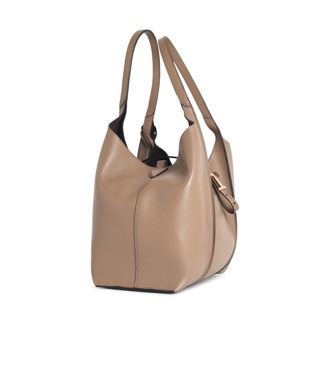 TOD'S Бежевая кожаная сумка тоут, фото 2