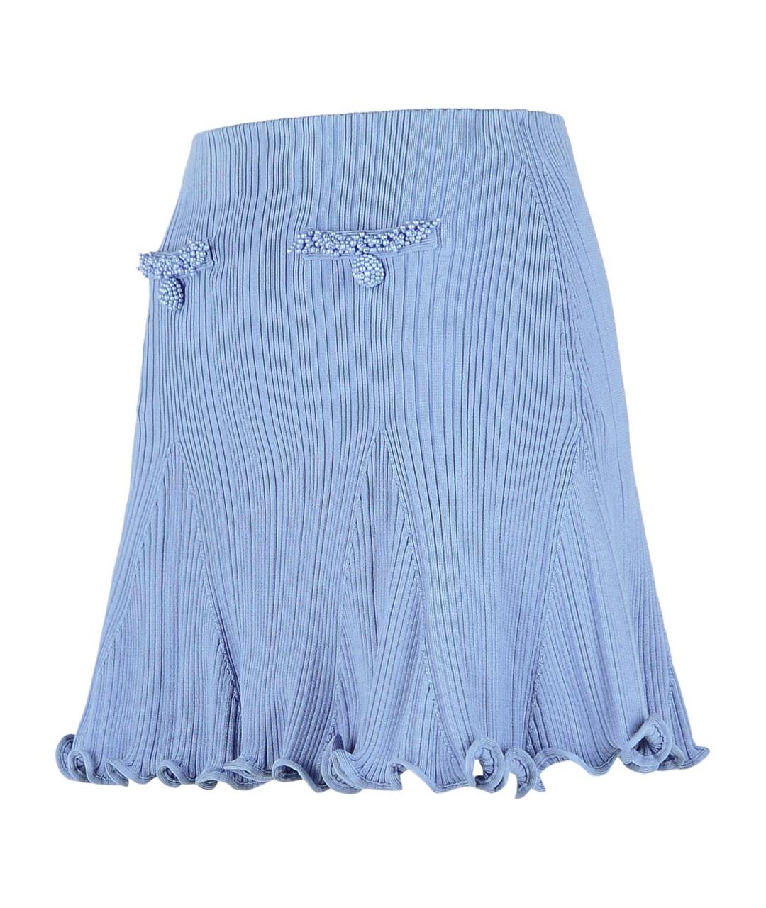 SELF-PORTRAIT Голубая вискозная юбка мини, фото 2