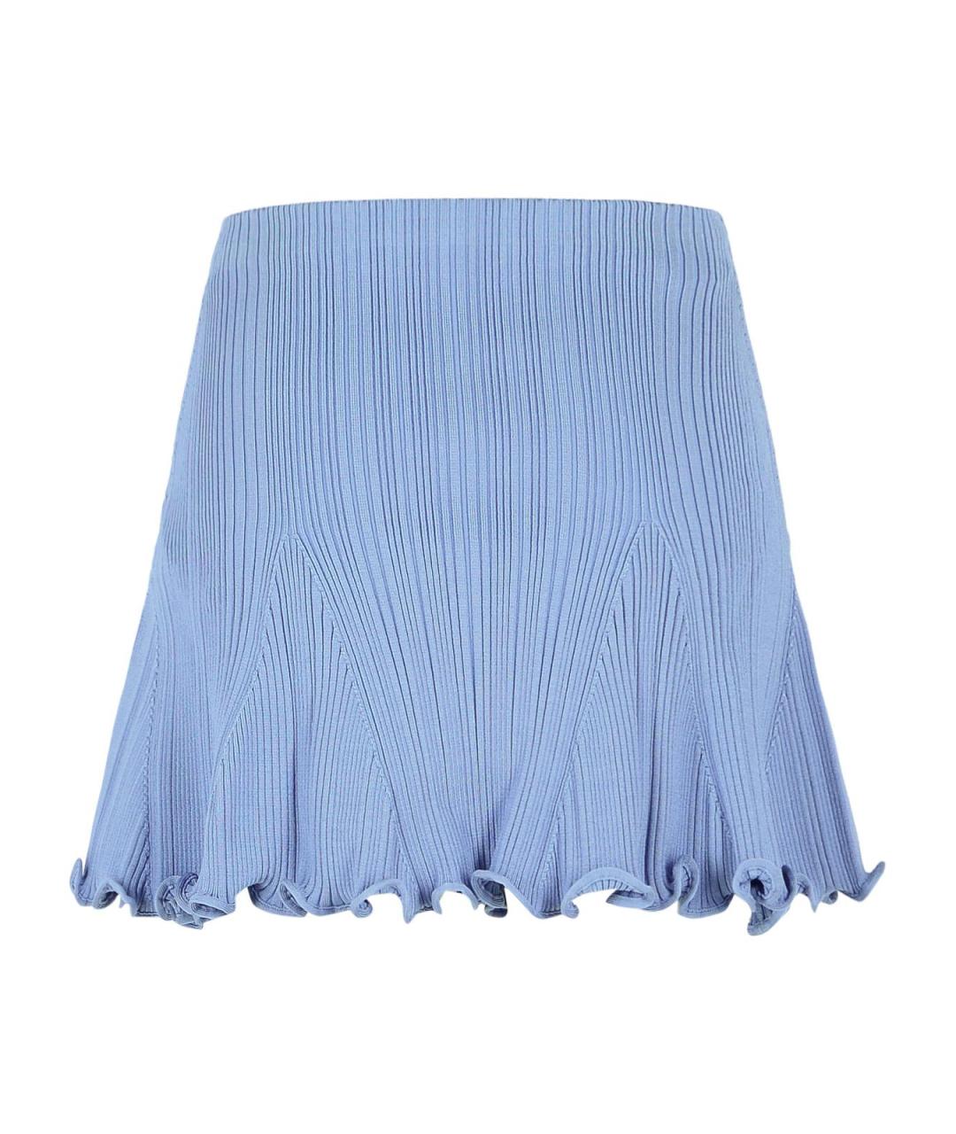 SELF-PORTRAIT Голубая вискозная юбка мини, фото 3