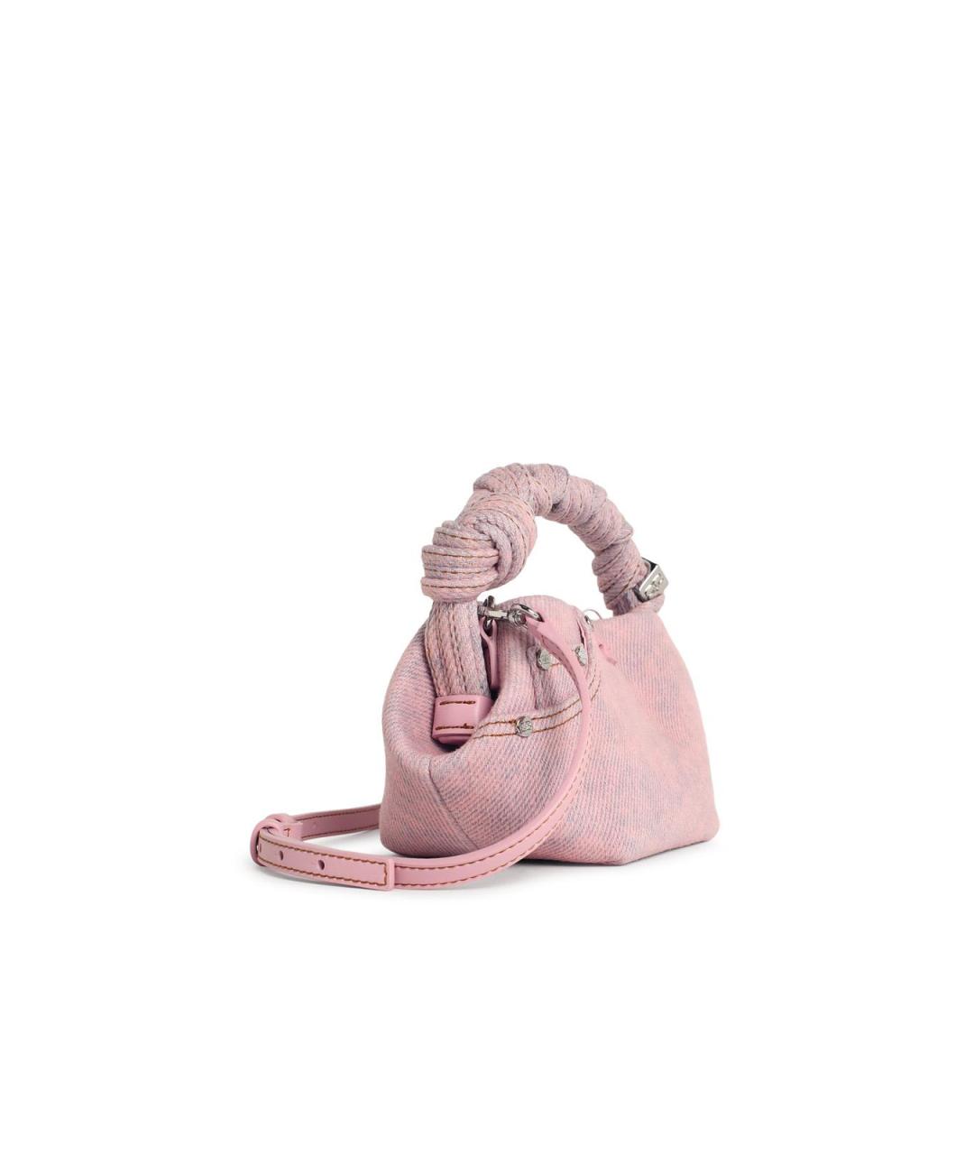 GANNI Розовая хлопковая сумка с короткими ручками, фото 2