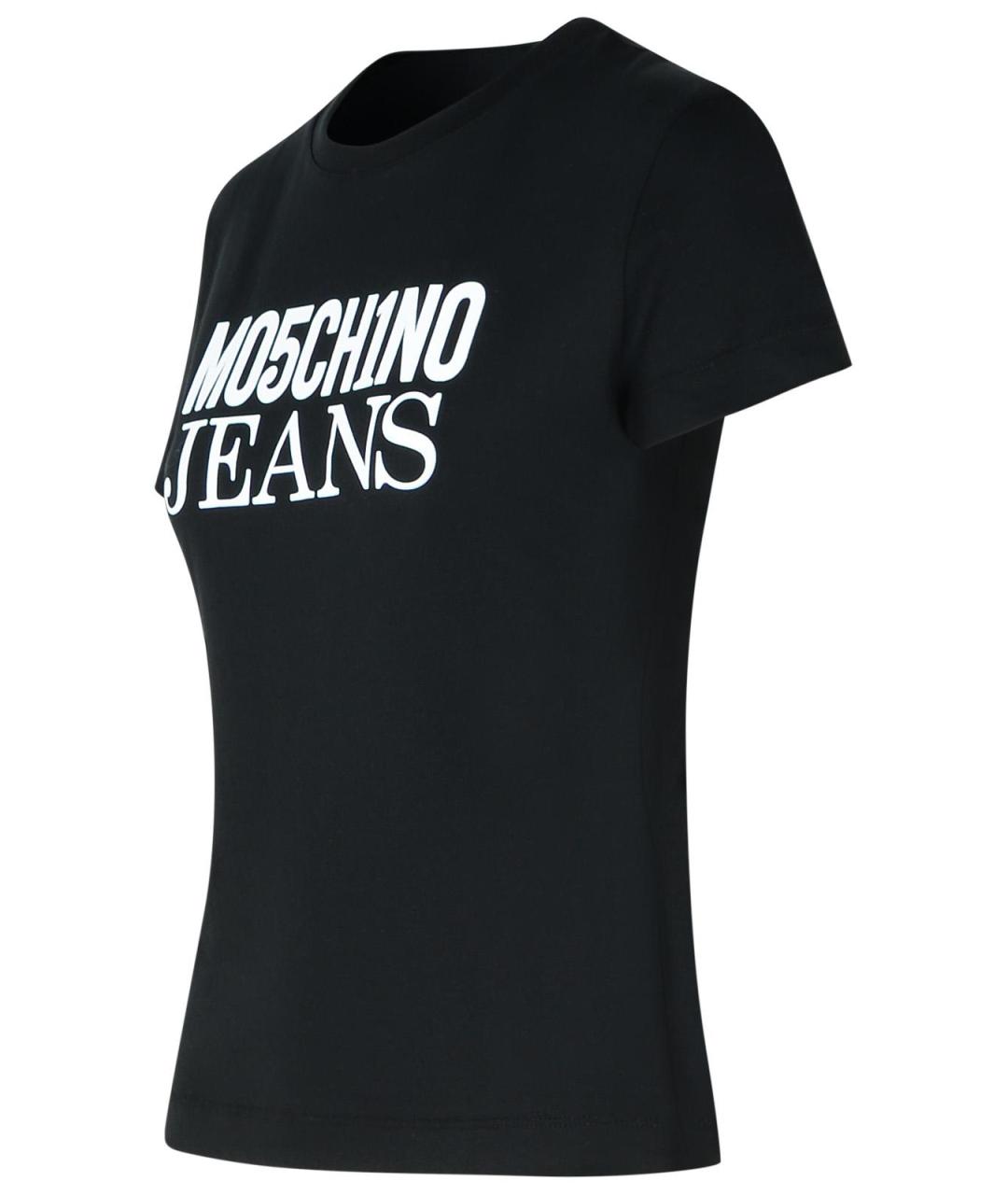 MOSCHINO JEANS Черная хлопковая футболка, фото 2