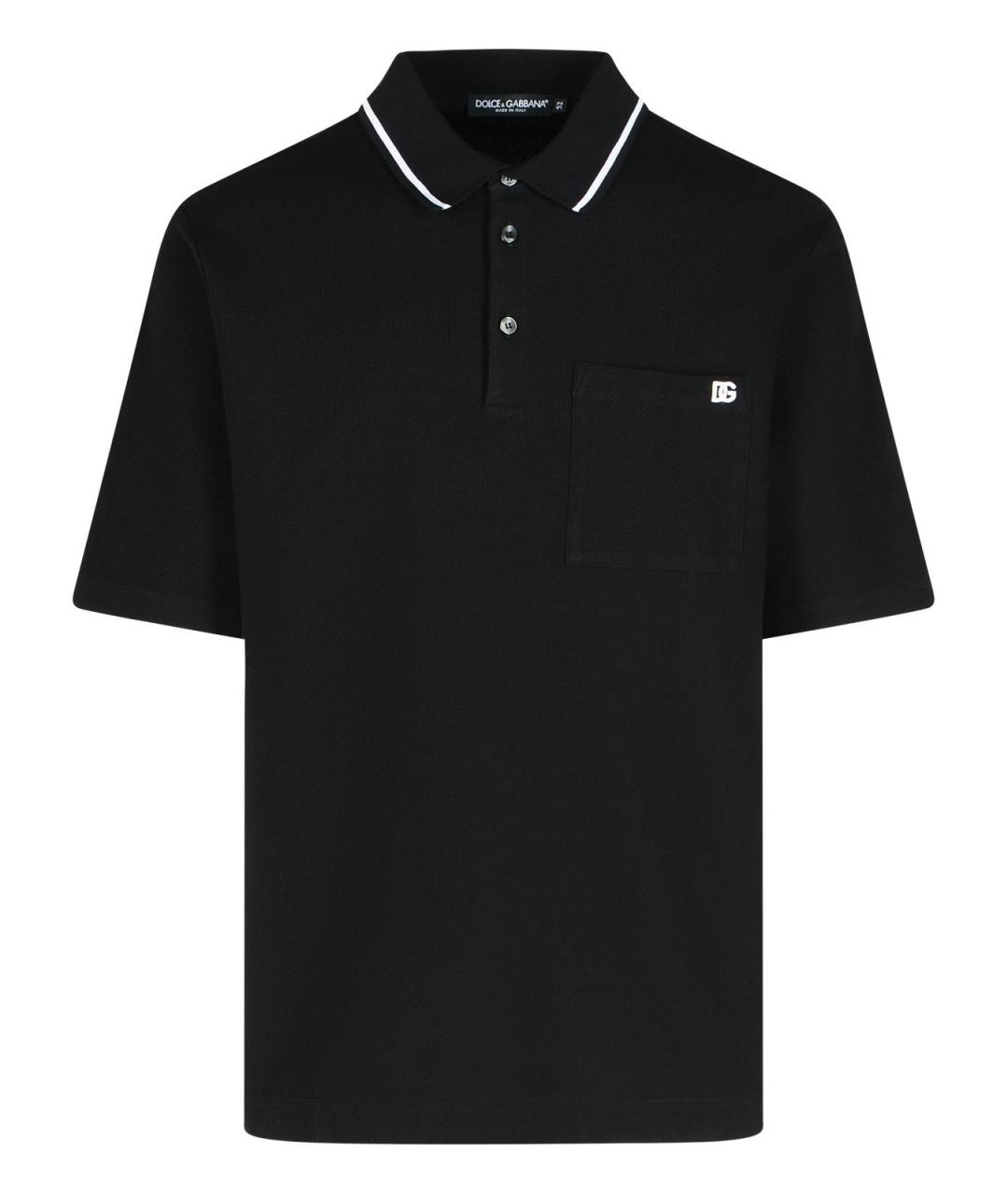 DOLCE&GABBANA Черное хлопковое поло с коротким рукавом, фото 1