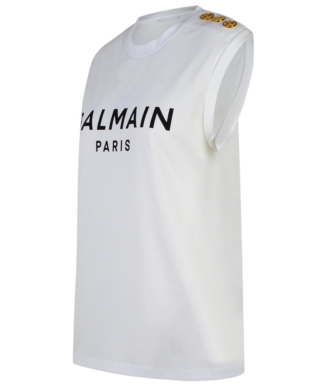 BALMAIN Белая хлопковая майка, фото 2
