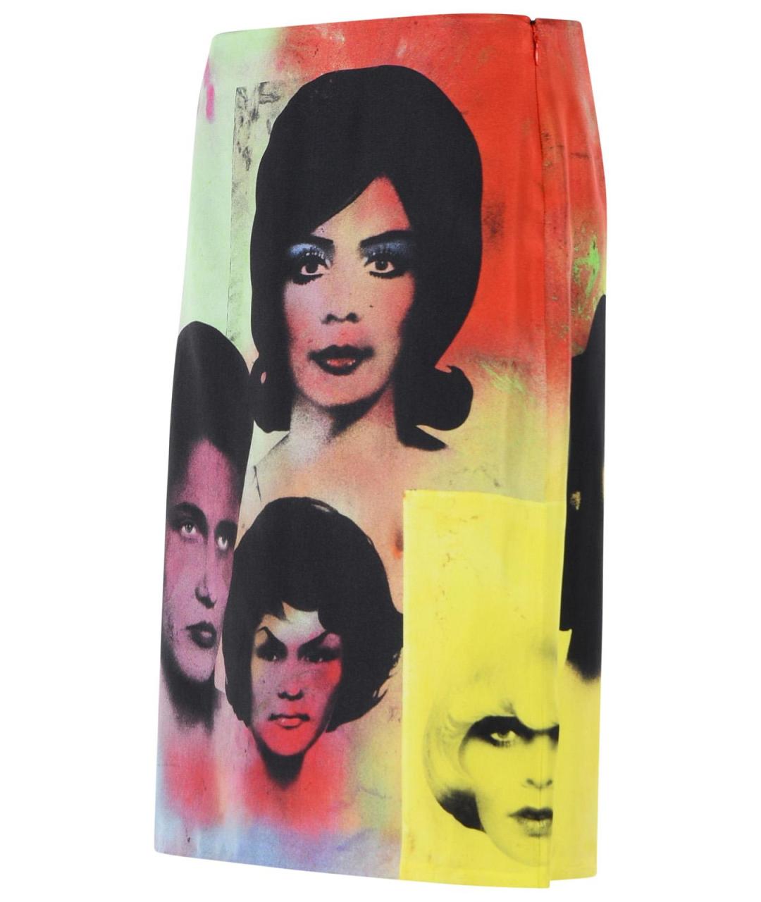 VERSACE Мульти шелковая юбка миди, фото 2