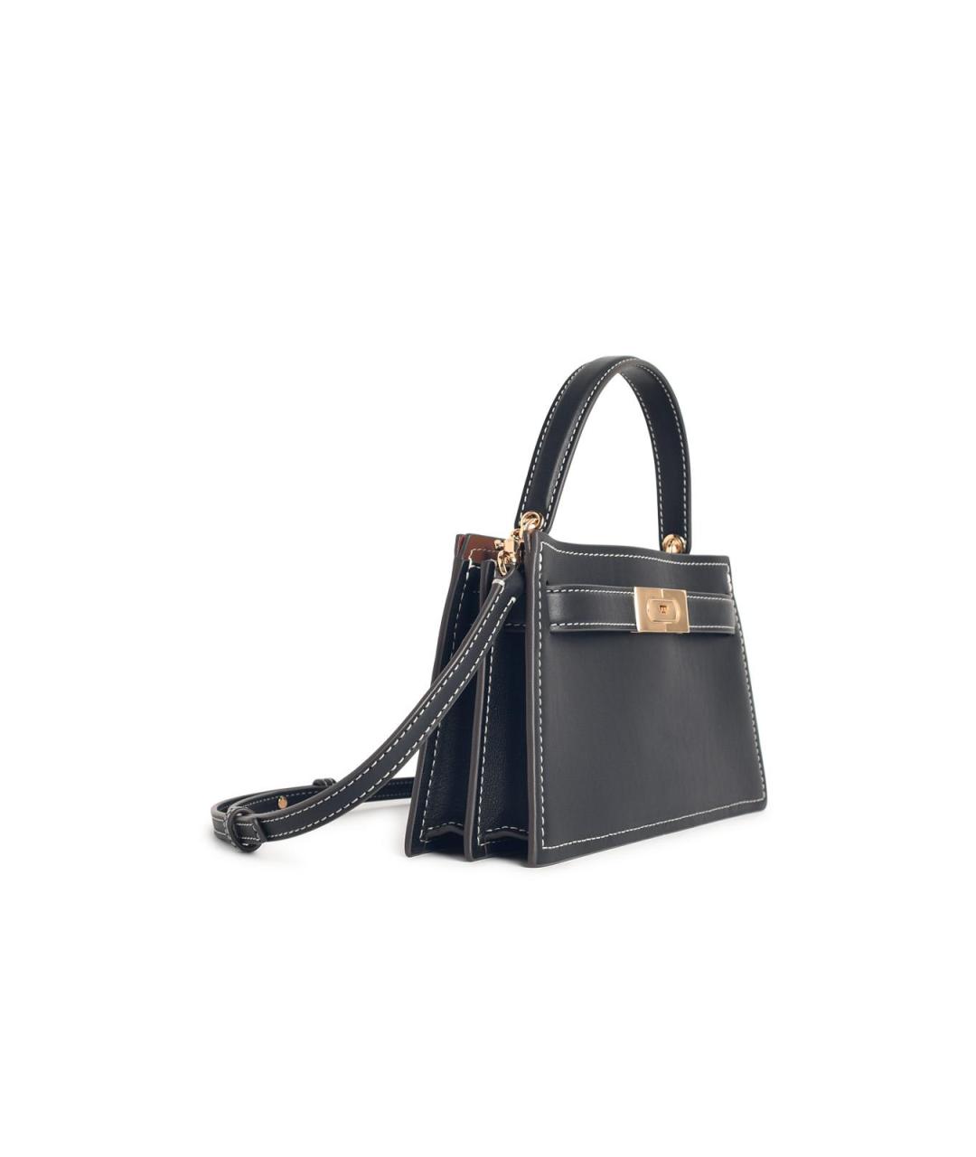 TORY BURCH Черная кожаная сумка с короткими ручками, фото 2