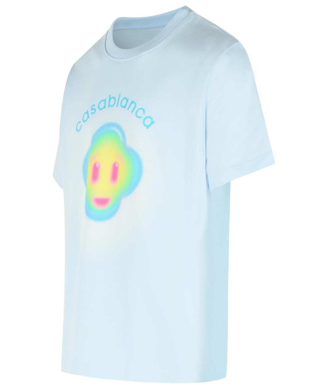 CASABLANCA Голубая хлопковая футболка, фото 2