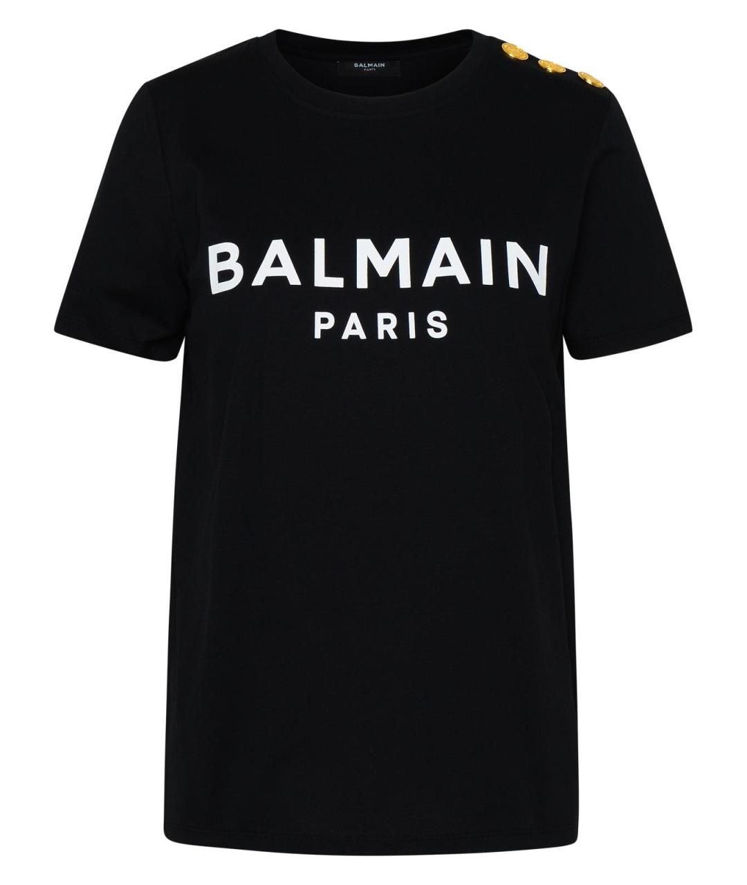 BALMAIN Черная хлопковая футболка, фото 1