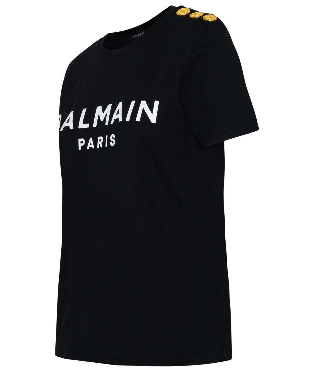 BALMAIN Черная хлопковая футболка, фото 2