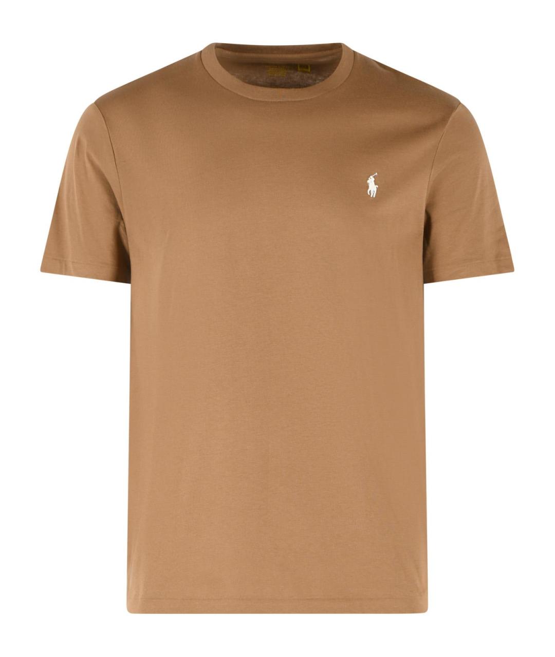 POLO RALPH LAUREN Коричневая хлопковая футболка, фото 1