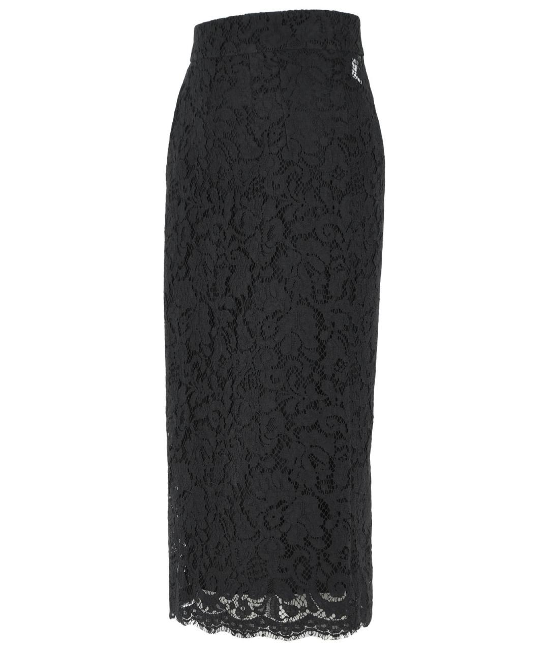 DOLCE&GABBANA Черная хлопковая юбка миди, фото 2