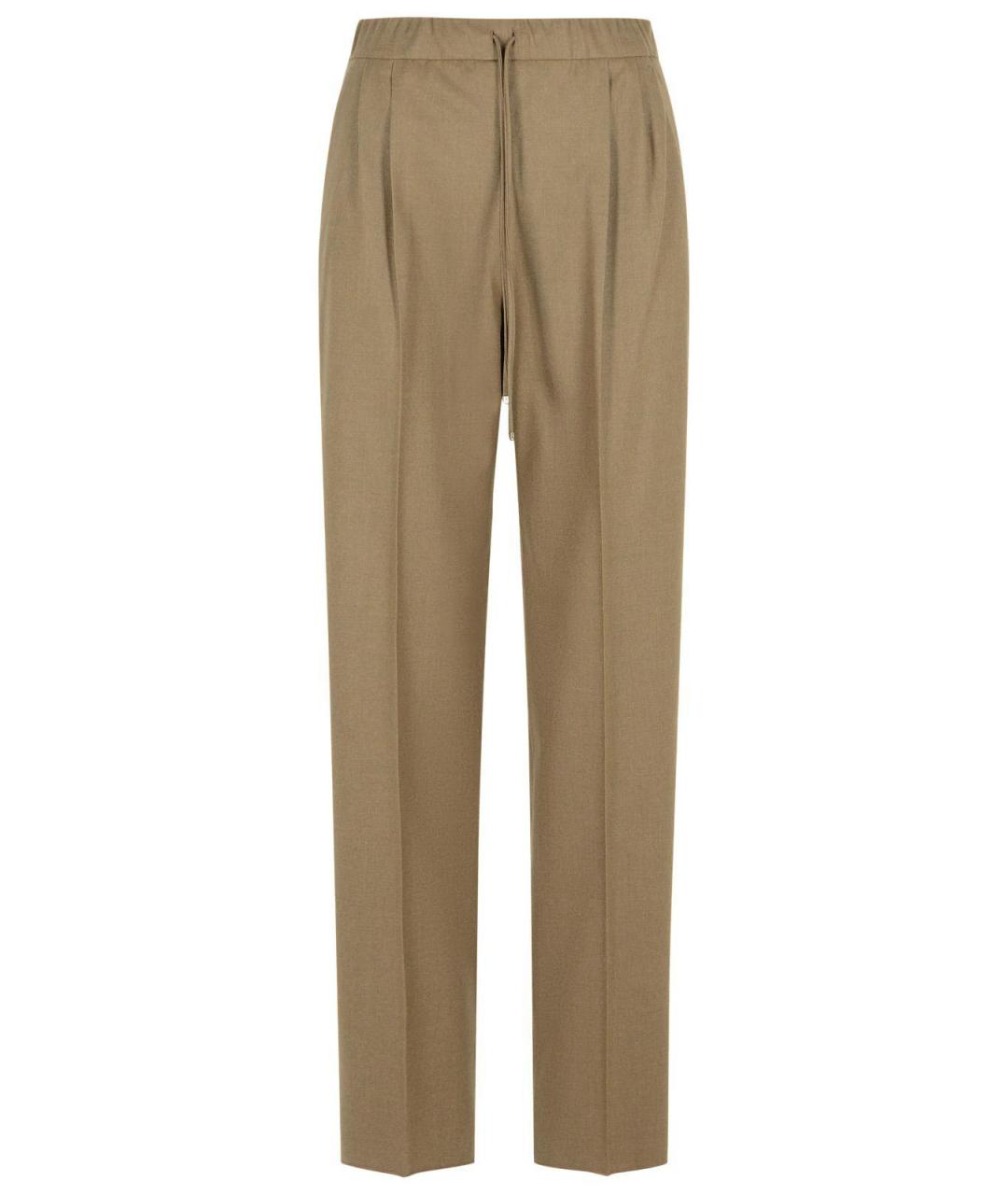 MAX MARA Коричневые кашемировые прямые брюки, фото 1