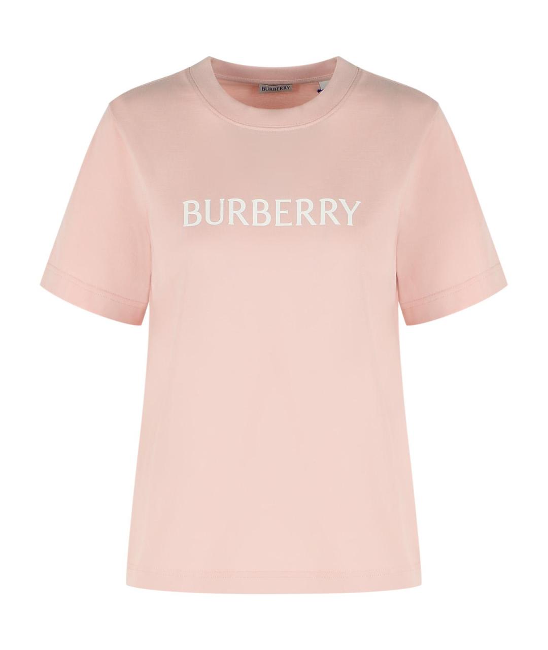 BURBERRY Розовая хлопковая футболка, фото 1