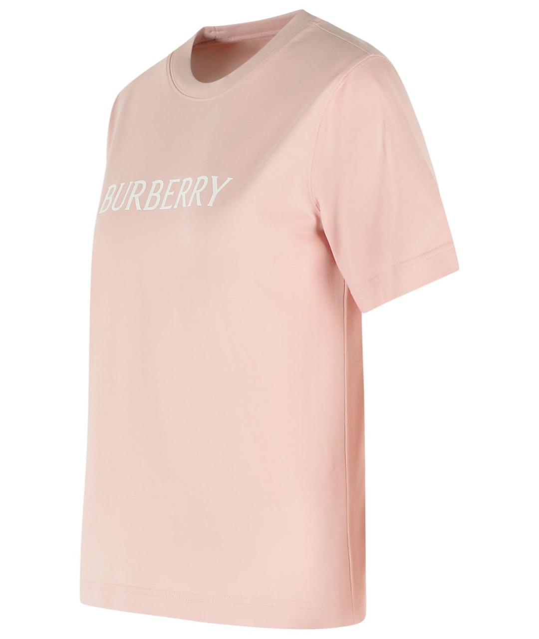 BURBERRY Розовая хлопковая футболка, фото 2