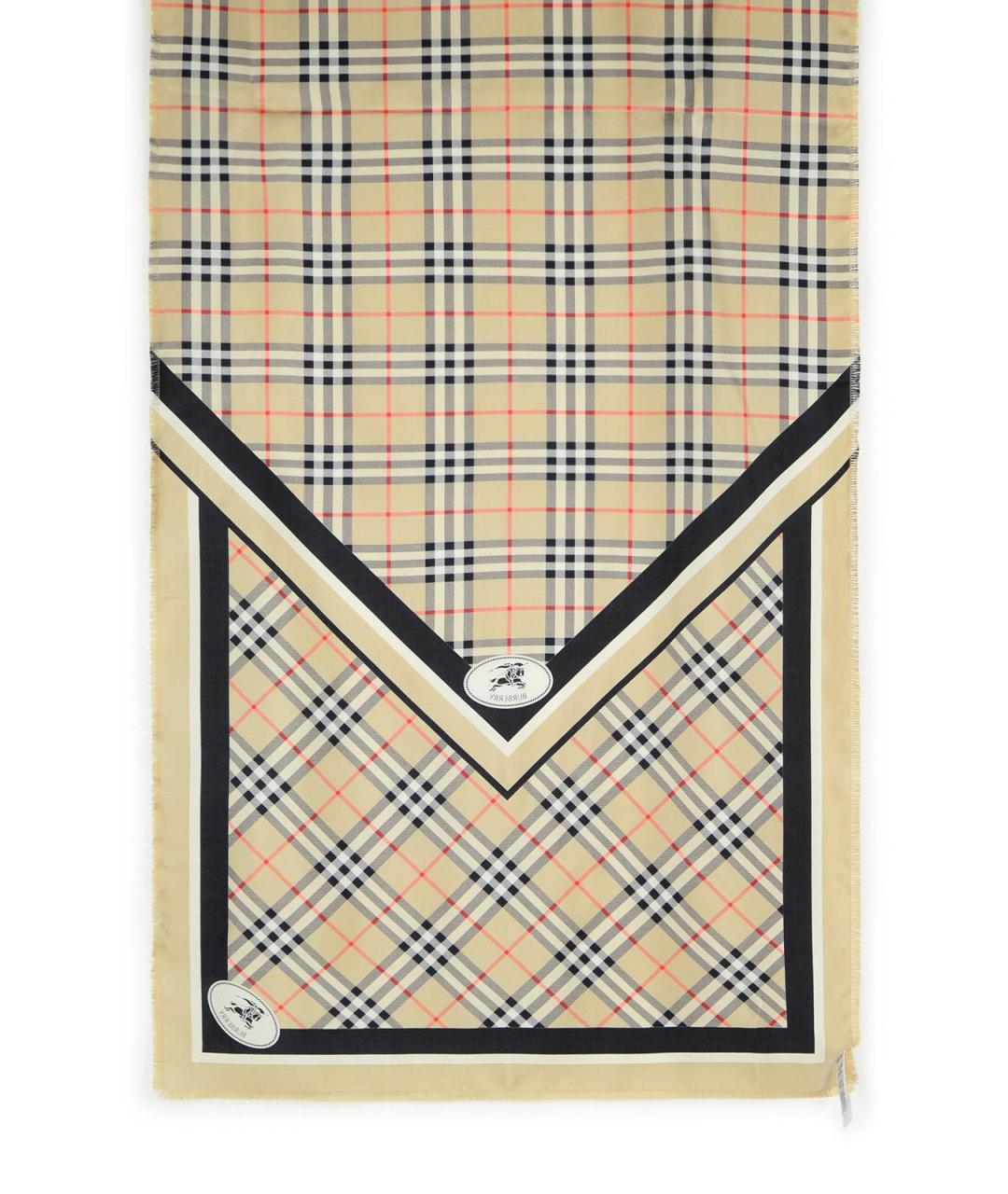 BURBERRY Бежевый шелковый шарф, фото 2