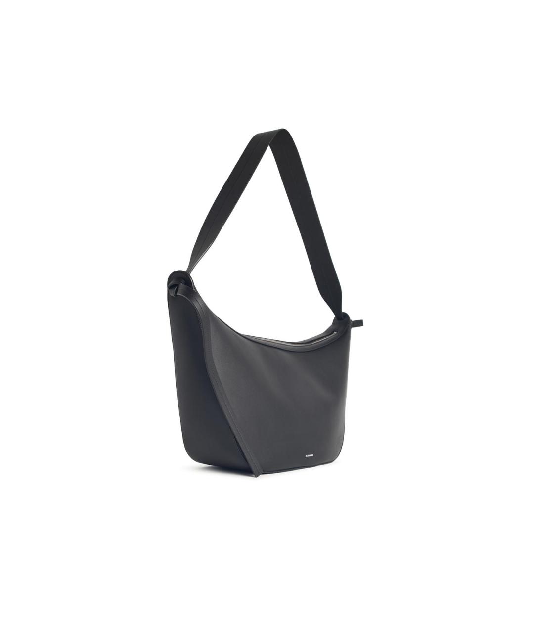 JIL SANDER Черная кожаная сумка на плечо, фото 2