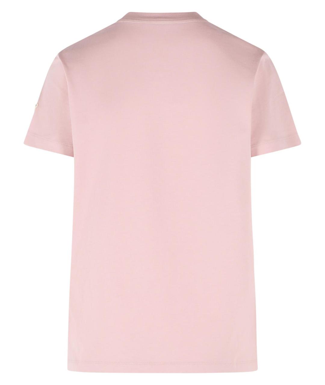 MONCLER Розовая хлопковая футболка, фото 3